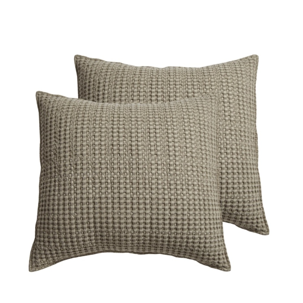 Euro Shams ‘Mills Waffle Collection’ Pillow Covers Brown -Set of 2